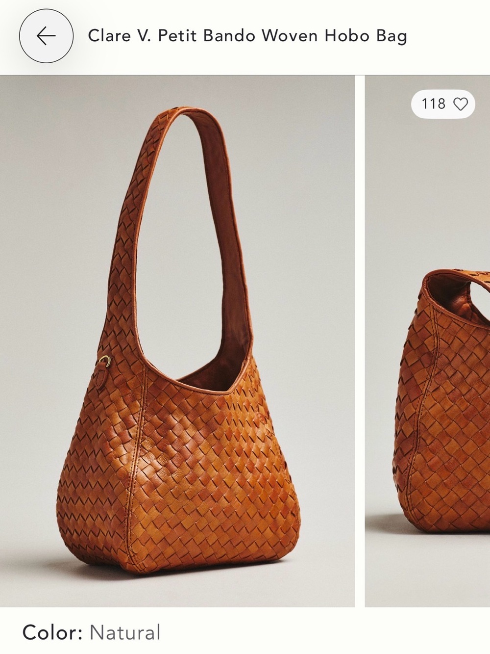 Clare V Petit Bando Woven Hobo in Natural Tan NWT